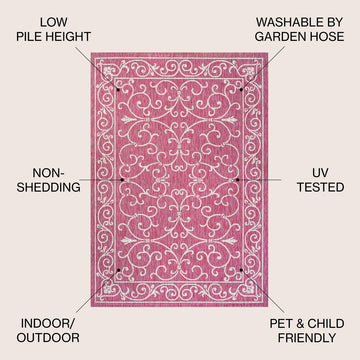 Charleston Vintage Filigree Textured Weave Indoor/outdoor Area Rug